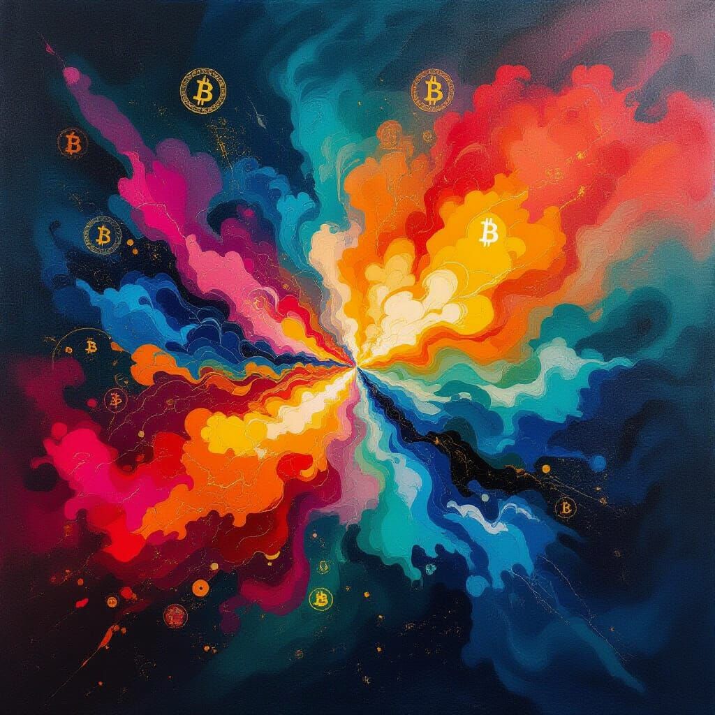 Abstract Cosmic Explosion of Color Gradients and Symbols