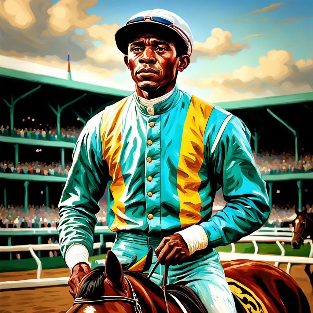Jockey in Action: An Impasto Portrait