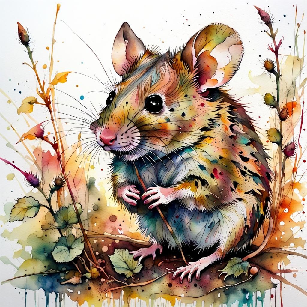 Field Mouse in Nature: Watercolour Masterpiece