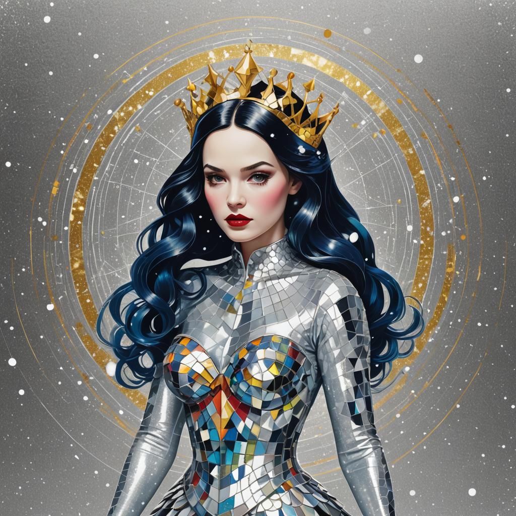 Snow White Space Mermaid in Pop Art Style