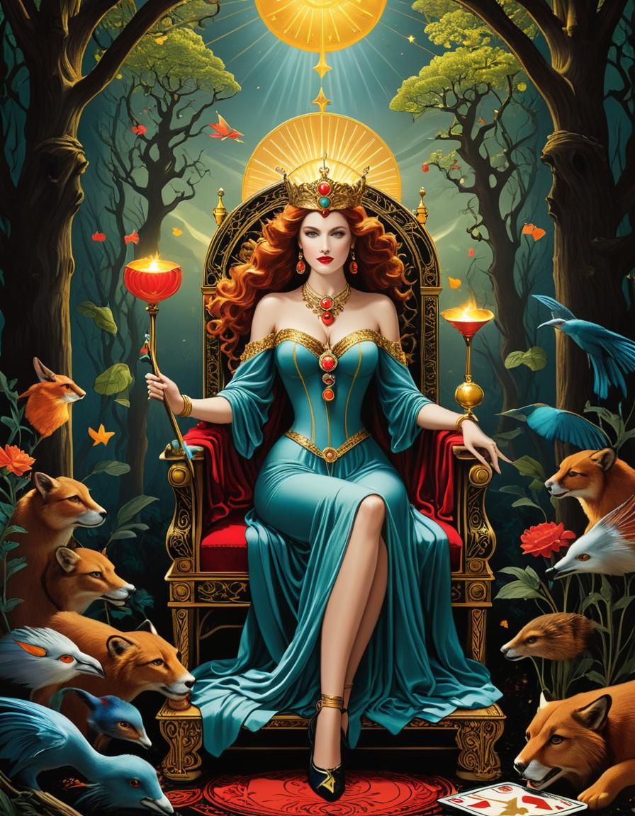Tarot card, The Empress sits on her throne