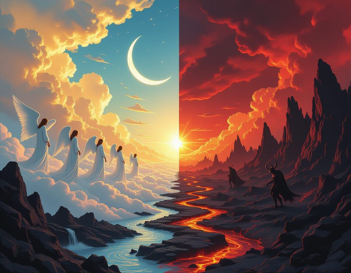 Heaven and Hell Juxtaposition in Digital Art