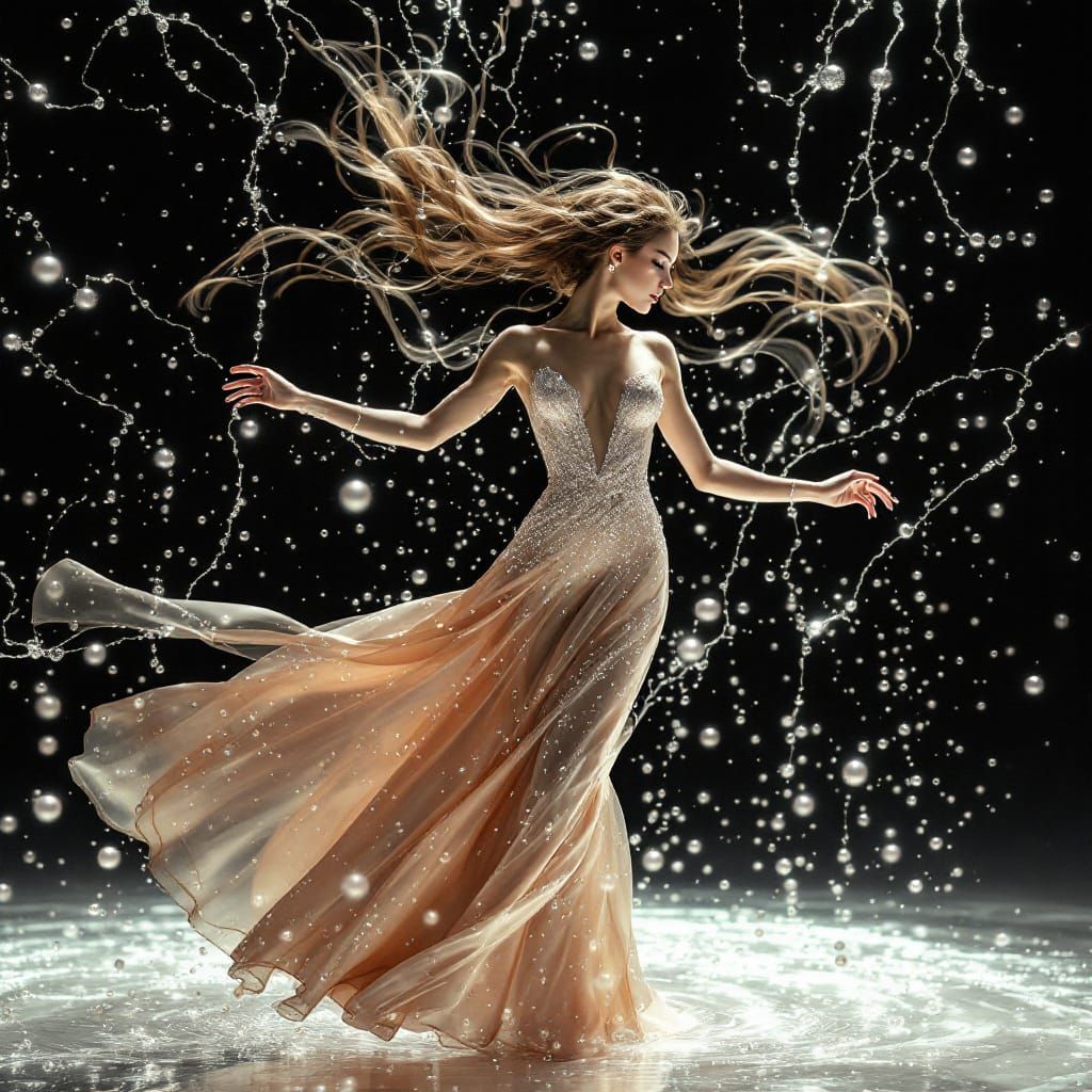 Woman in Spirit Film Dress, Repelling Water and Electricity