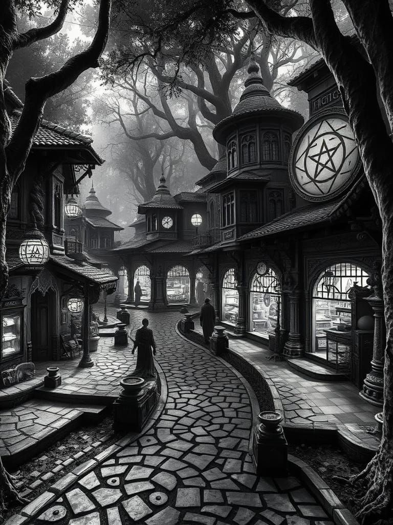 Escherian Cypress Village at Twilight