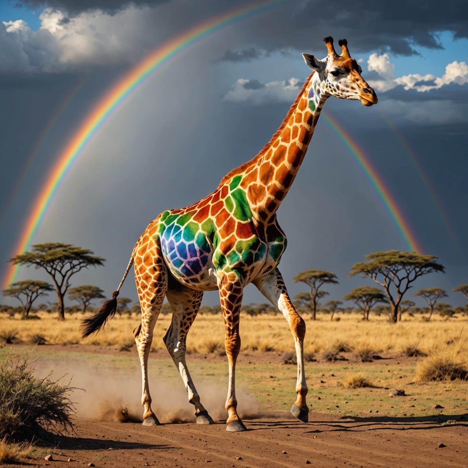 Vibrant Giraffe in HDR Hyperrealism
