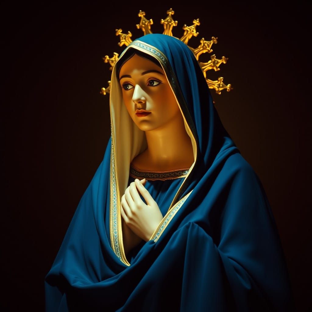 Ethereal Our Lady of Aparecida in Midnight Blue Mantle