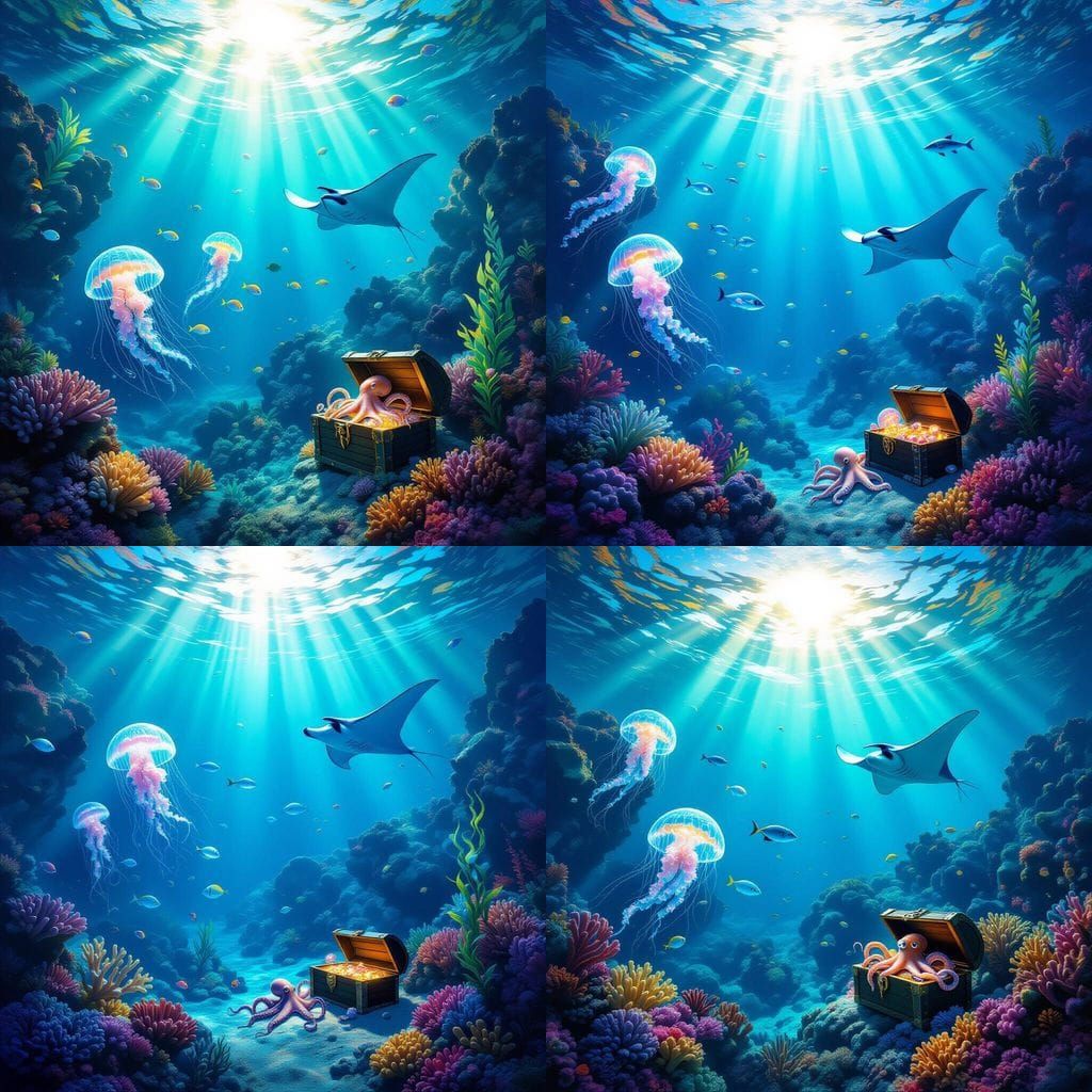 Enchanting Underwater World With Coral Reefs and Sea Creatur...