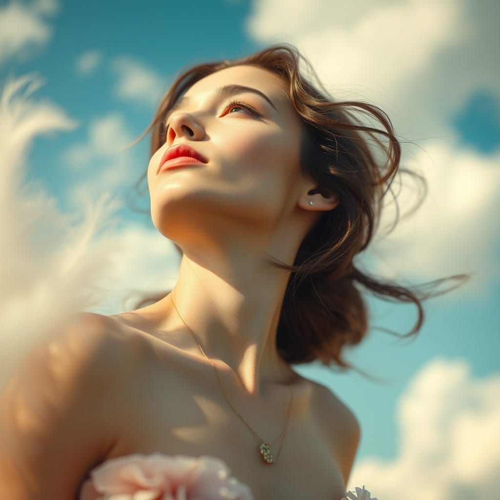 Ethereal Dream Goddess Contemplates the Sky