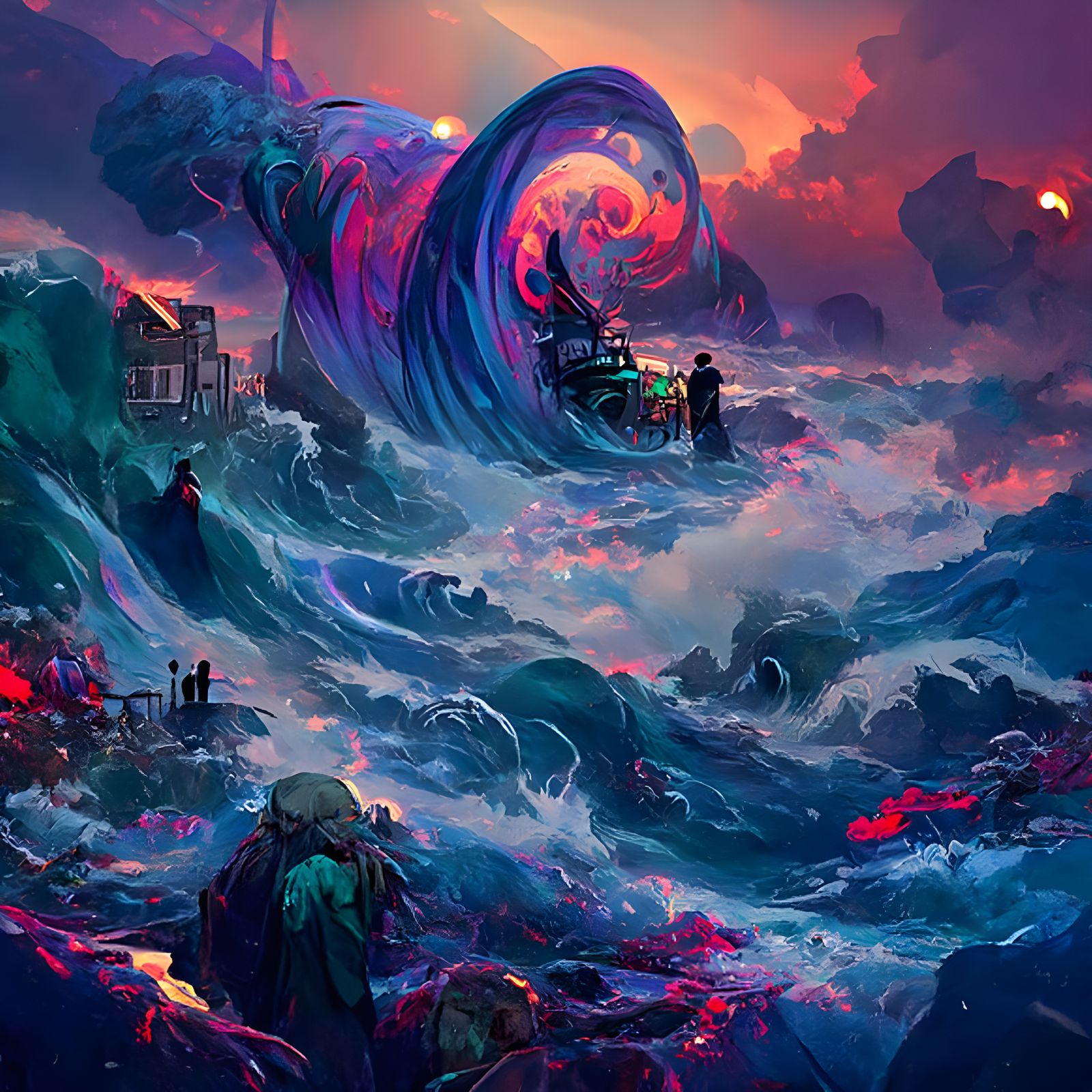 Ocean Maelstrom: Hyperdetailed Digital Art Masterpiece