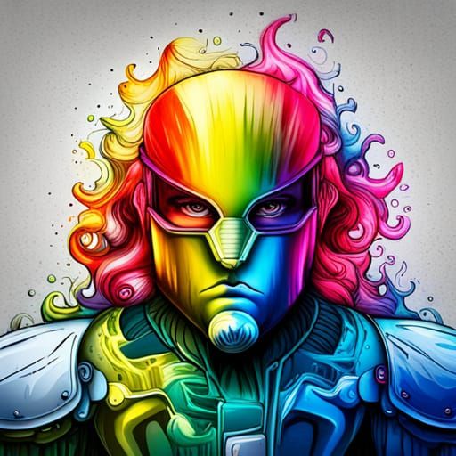 Colorful Rainbow Xenobot Graffiti Art