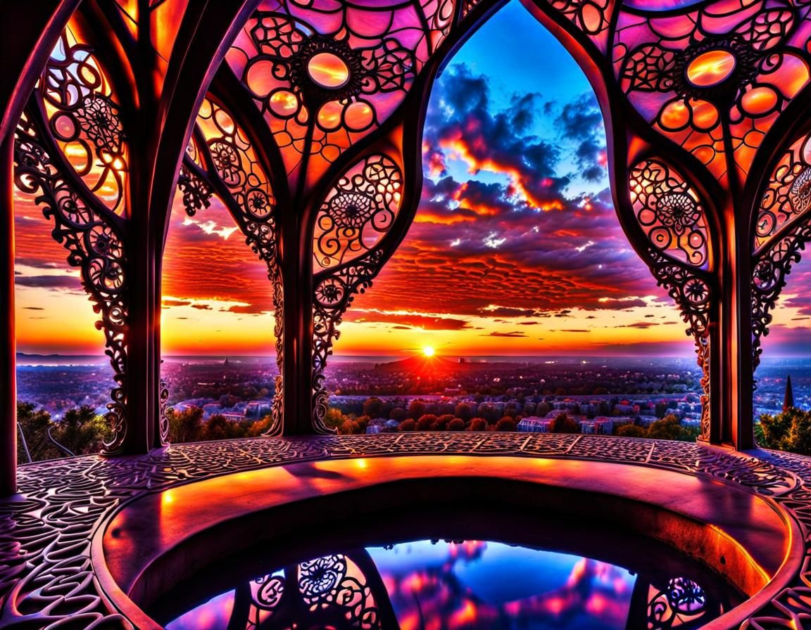 Psychedelic Dystopian Landscape in Gaudí Style