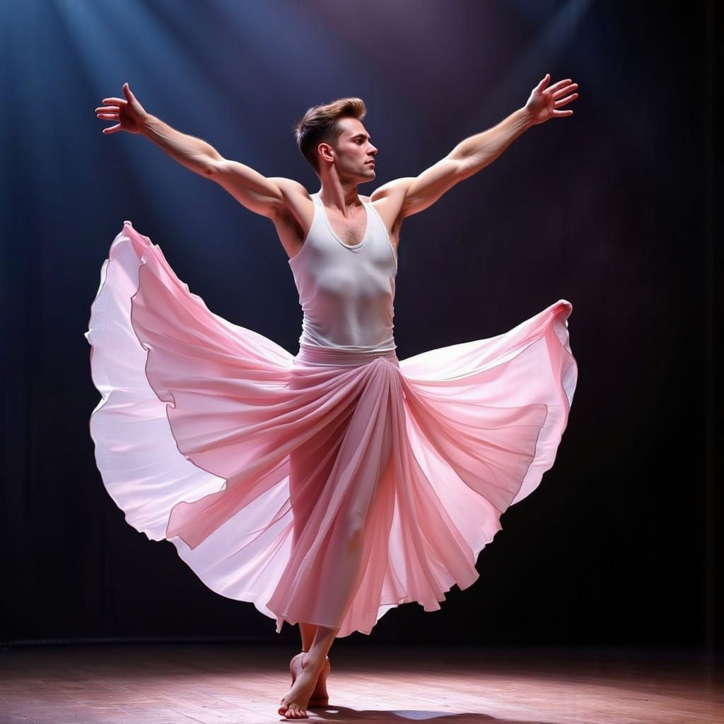 Male Dancer in Spotlight: Photorealistic Portrait