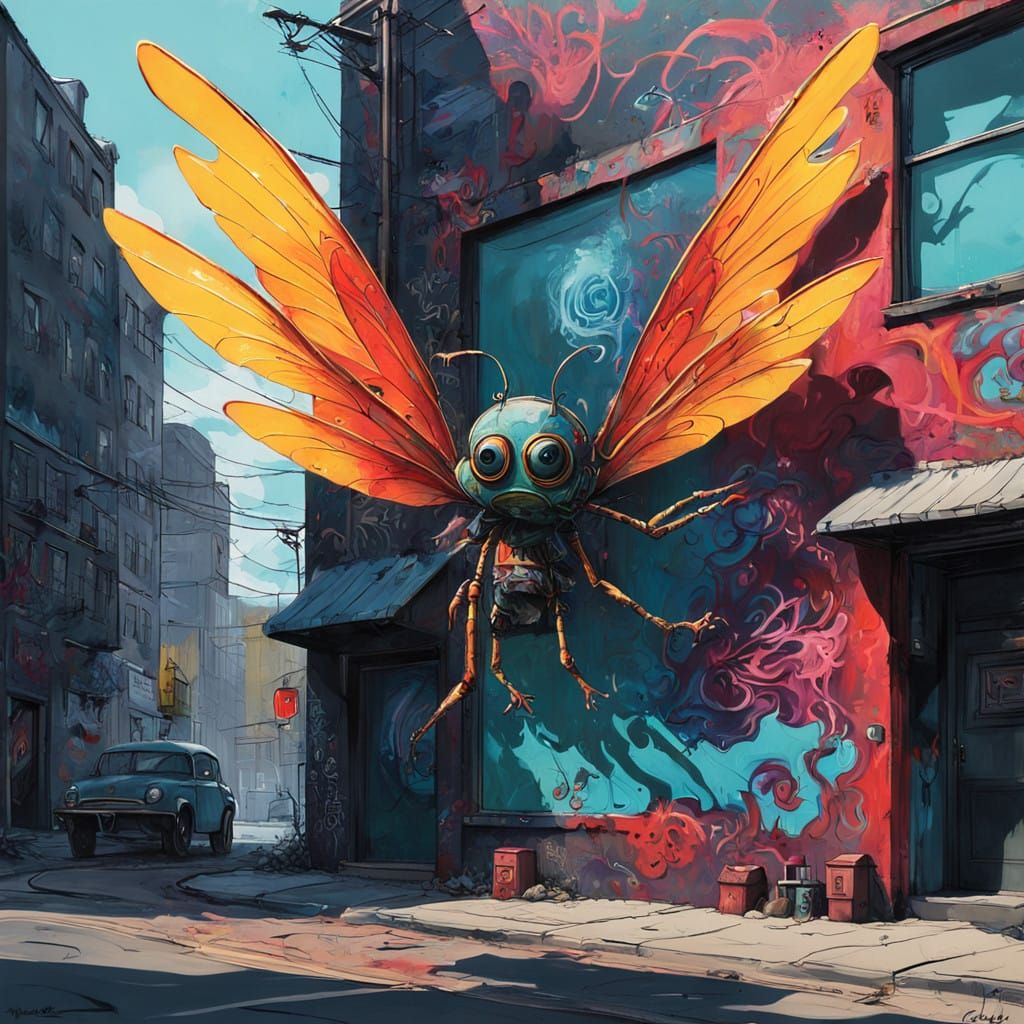 Surreal Fairy Dances on Urban Street Art Canvas