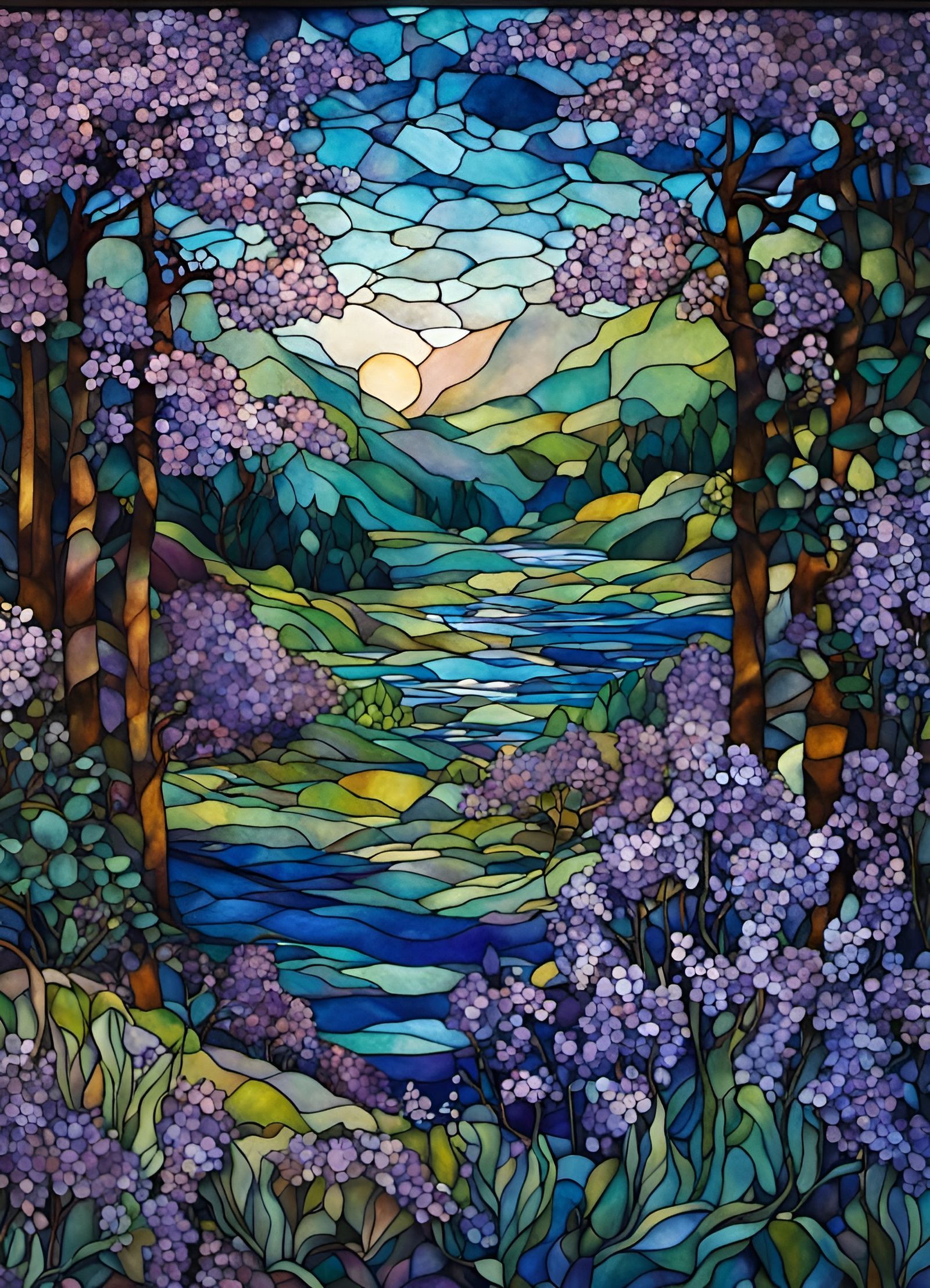 Magical Lilac River: Alcohol Ink Stained Glass