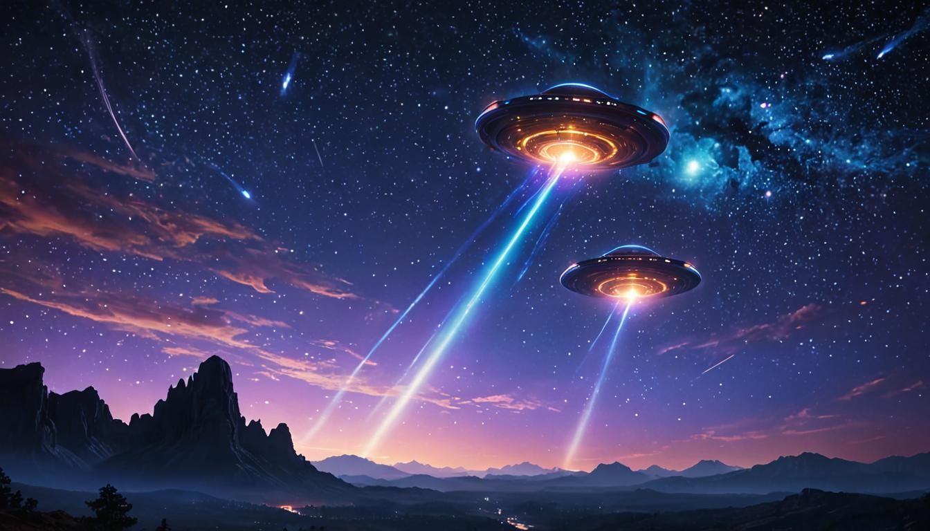 Epic Cinematic UFOs Soar Through Swirling Nebulae