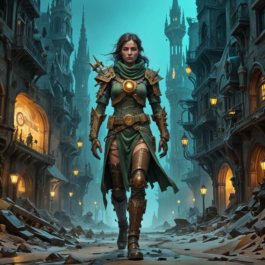 Steampunk Emerald City Rises in Desert Twilight