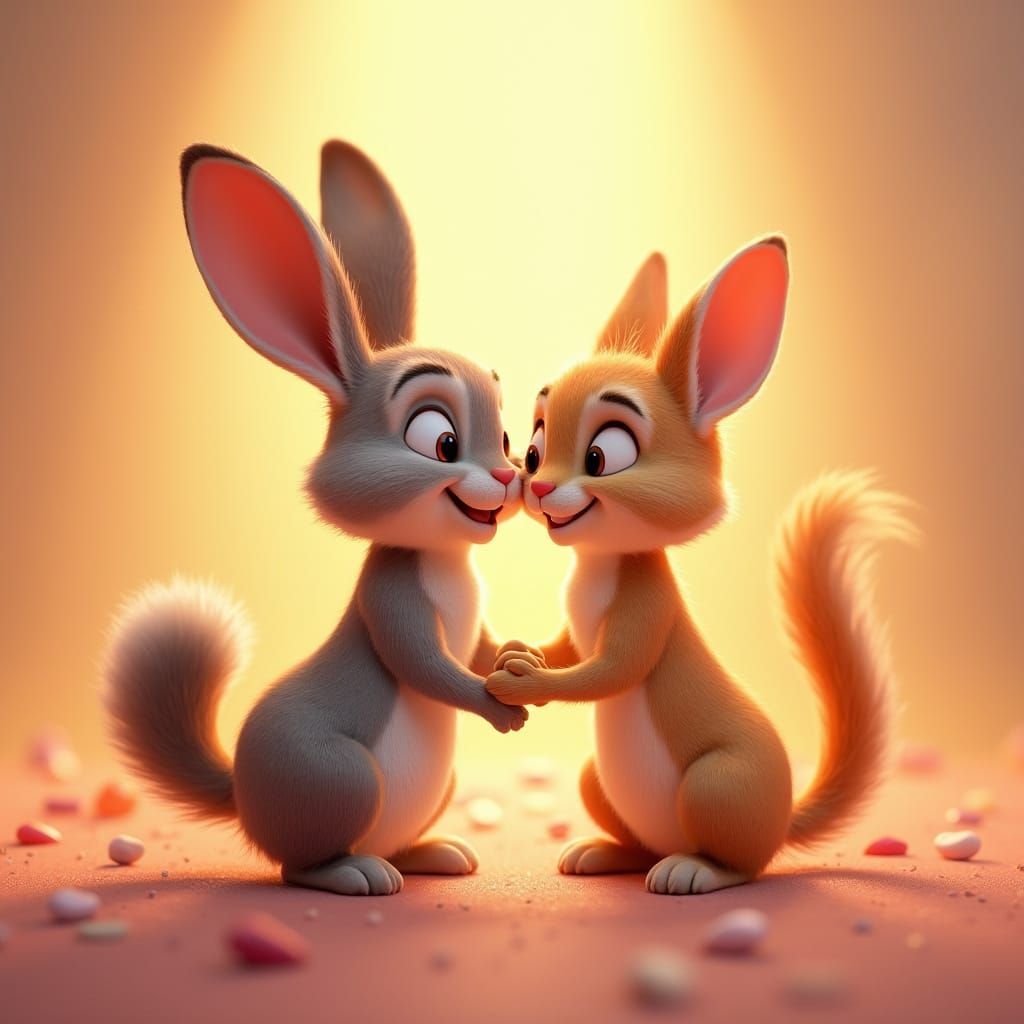 Whimsical Disney-Inspired Animal Couples in Vibrant Pastel T...