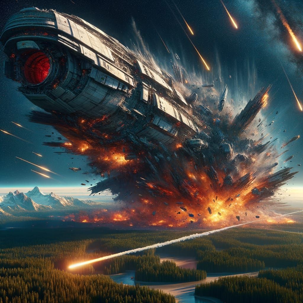 Crashing Spaceship Disaster: Fiery Dreadnought Plummets to F...