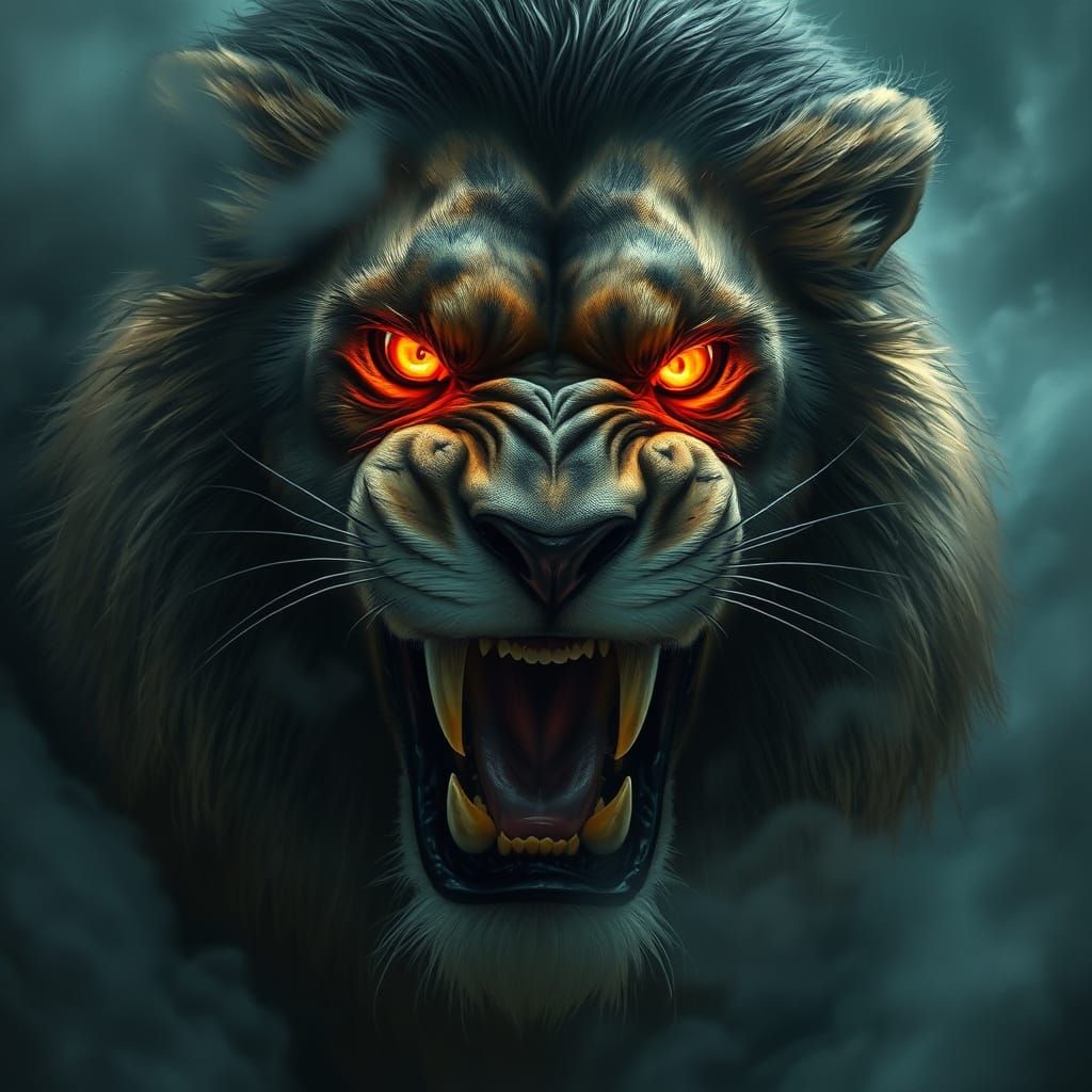 Spectral Lion Unleashes Fury in Dark Fantasy Realm