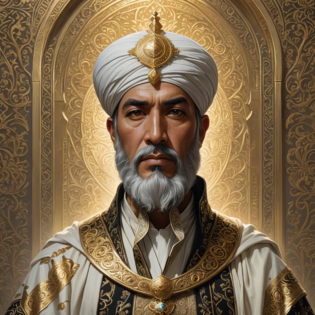 Caliph in Medieval Attire as Oil Painting