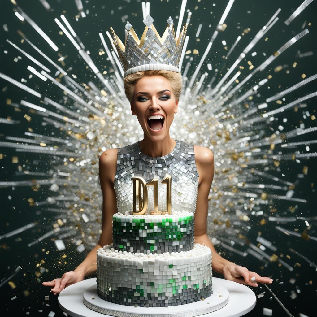 Crystal Figurine Birthday Cake in Byzantine Mosaic Style