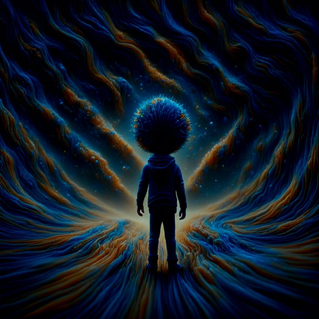 An intensely emotive anthropomorphic screaming boy wearing a...