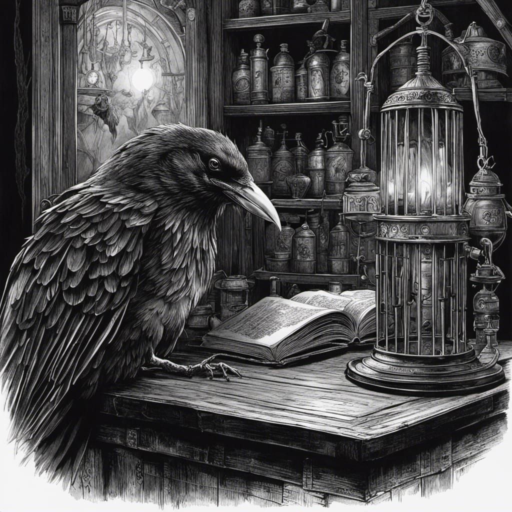 There was an ink black Raven that...