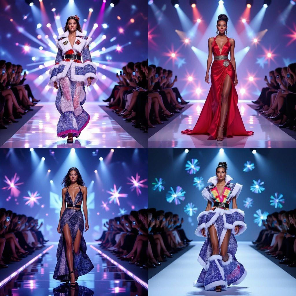 Vibrant Fashion Runway with 3D Lights