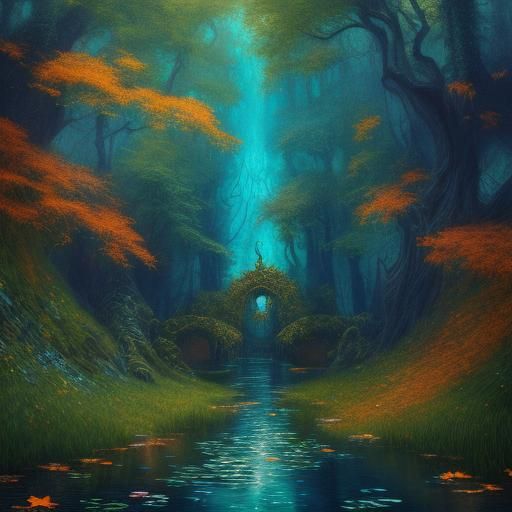 Winged Creature in Autumnal Klimt-Inspired Art