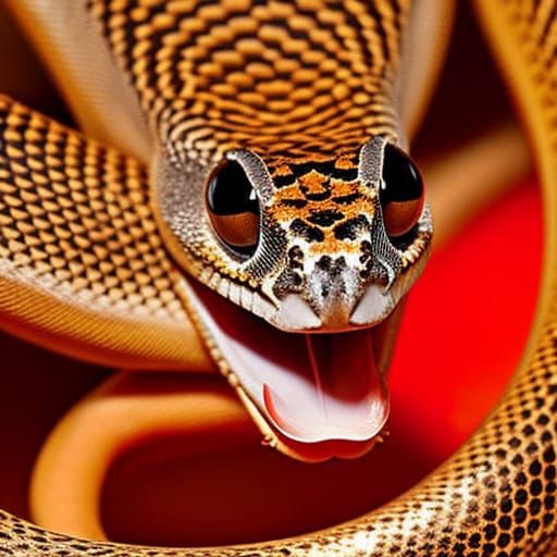 Detailed Ball Python Portrait on Tree Bark