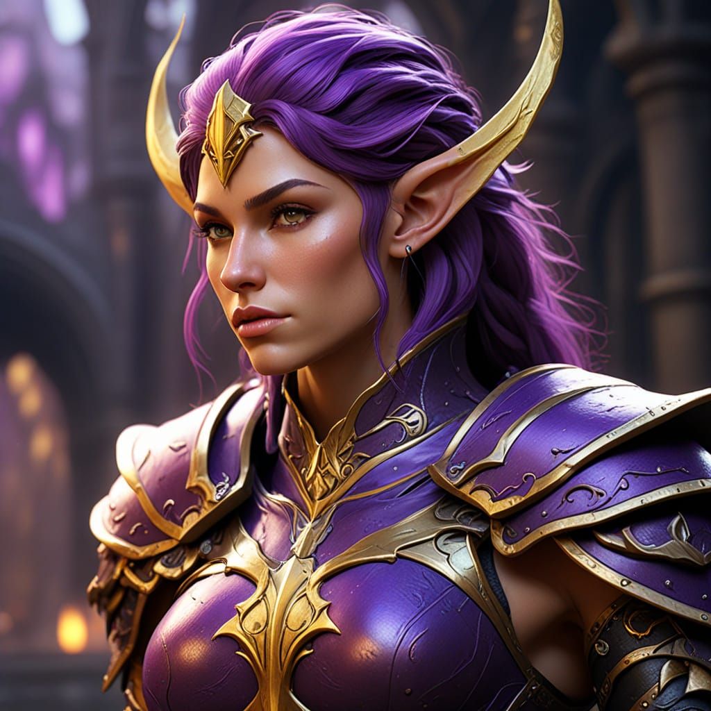 Muscular Female Elf in Leather Armor - Dark Fantasy Art