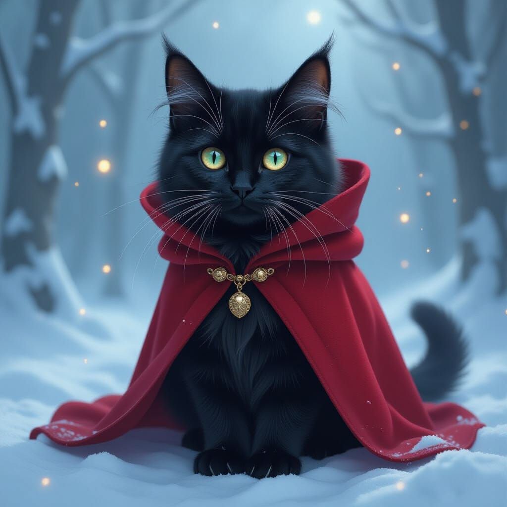 Mystical Cat Conjuring Ice Beams