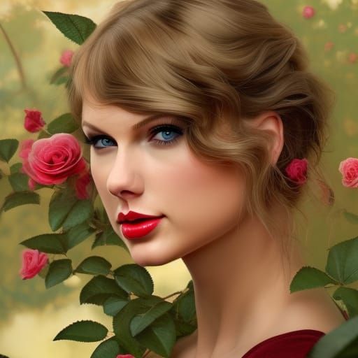 Rose Garden Portrait in Art Nouveau Style