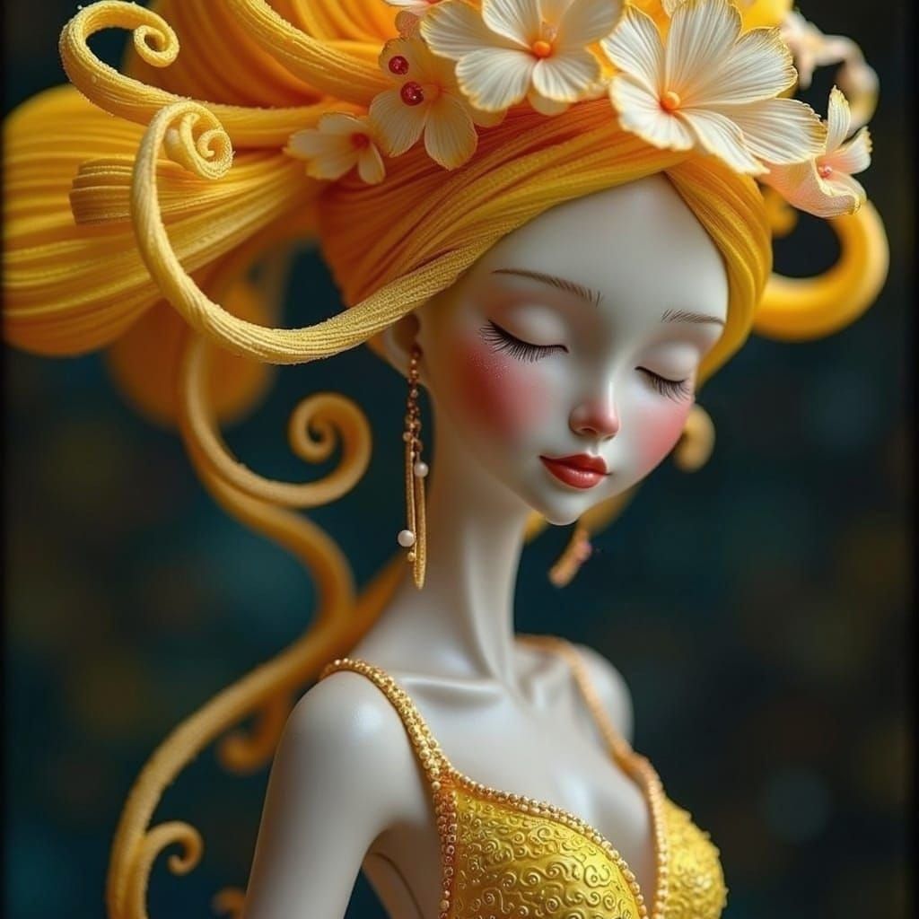 Elegant Porcelain Parisian Woman Statue