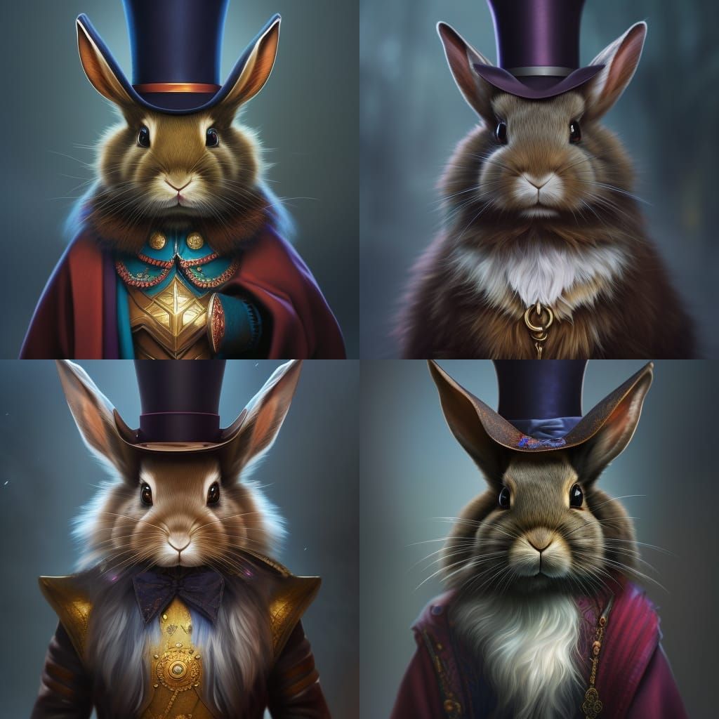 Detailed Rabbit Magician Portrait in Digital Art