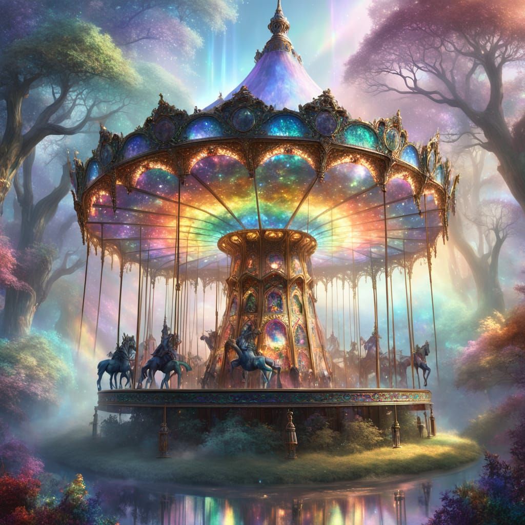 Rainbow Opal Carousel in Mythical Forest