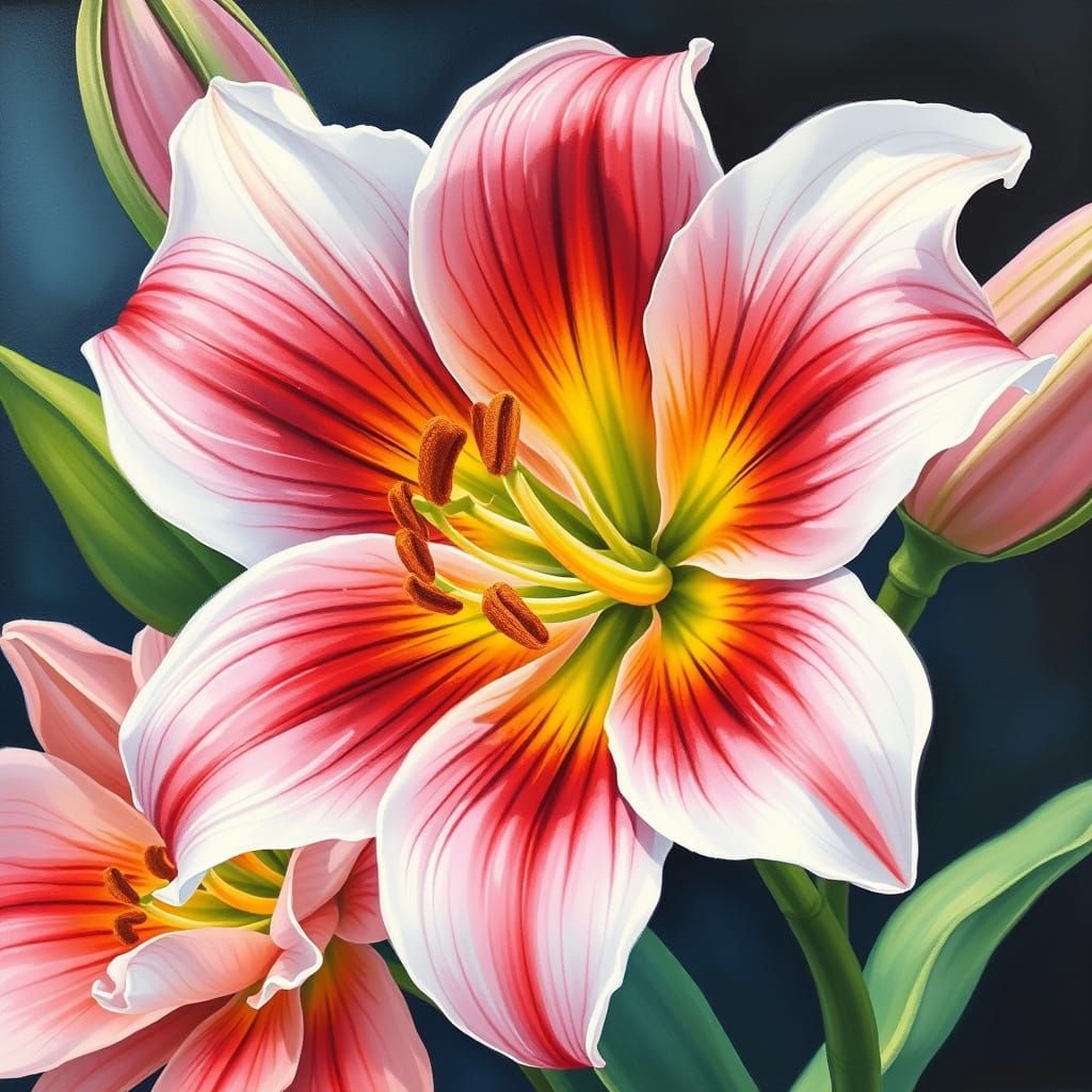 Mosaic Peace Lily in Gouache Painting Style