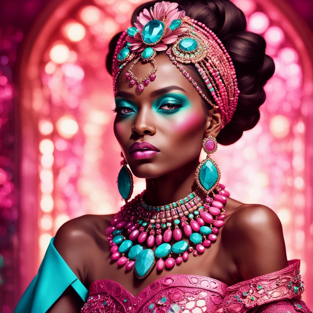 Pink Fashion Diva in Lavish Setting