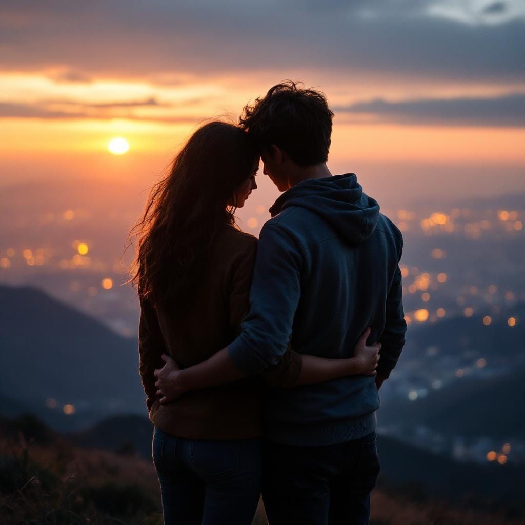 Sunset Embrace: A Cinematic Moment of Love
