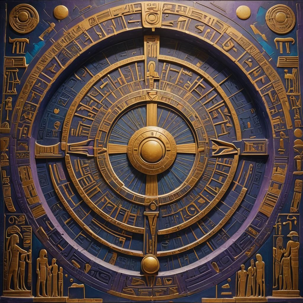 Egyptian Stargate: Abstract Art with Glowing Hieroglyphs