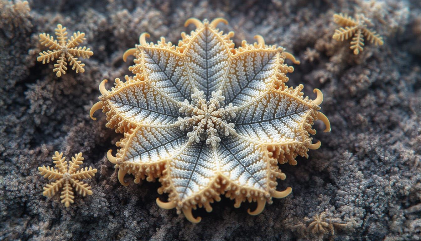 Cracked Mother-of-Pearl Fractal with Glowing Mist