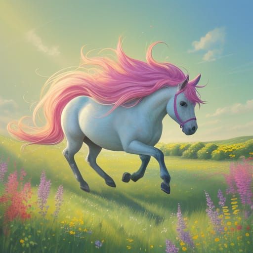 Whimsical Pony in a Sunlit Meadow