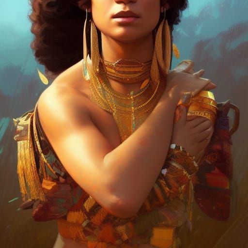 Samoan Princess Portrait in Digital Art Style