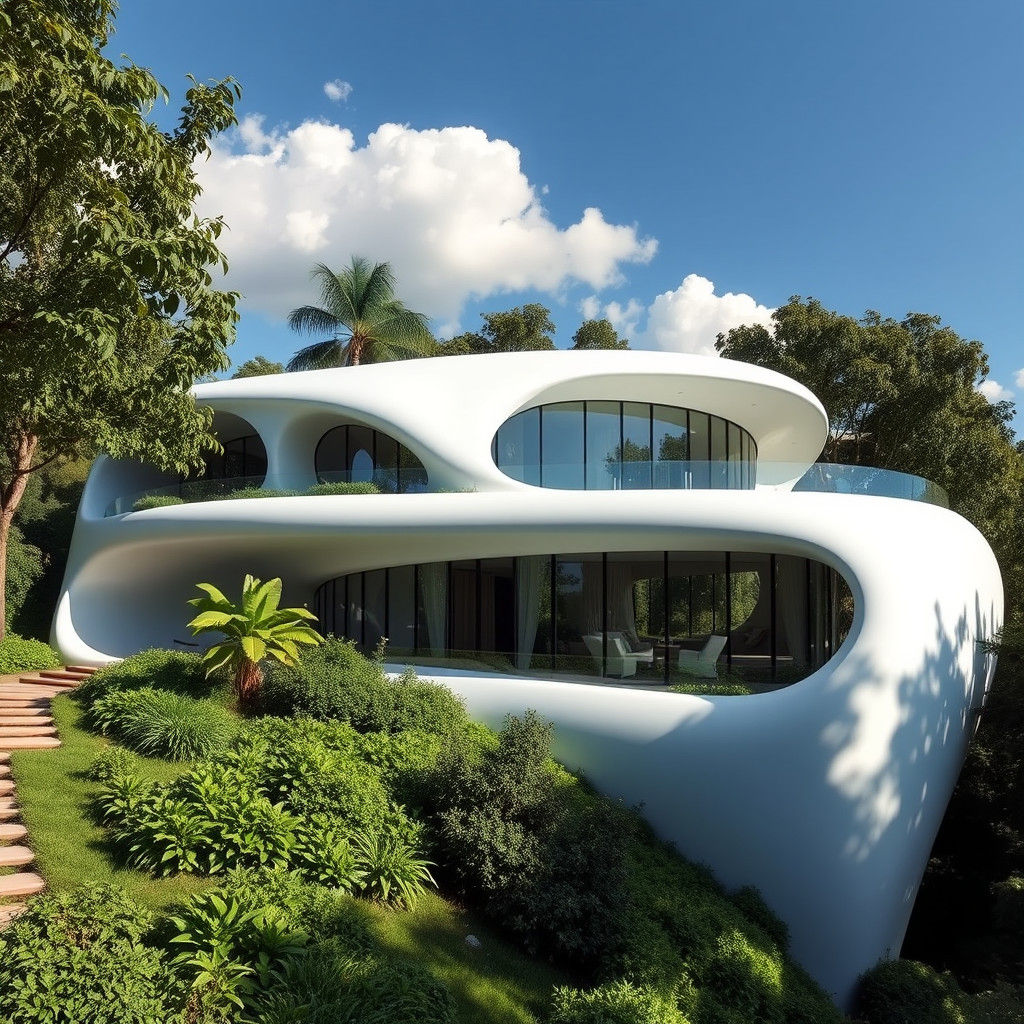 Futuristic Curved House with Minimalist Design