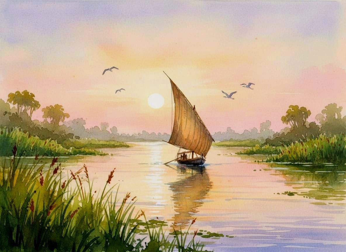 The Setting Sun on the Nile Delta