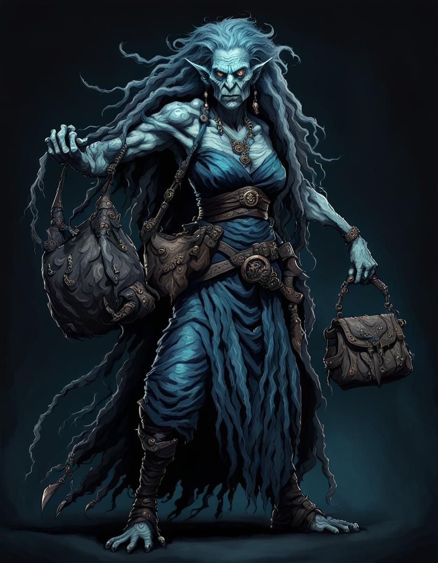 Hag Witch Portrait in Dark Fantasy Art Style
