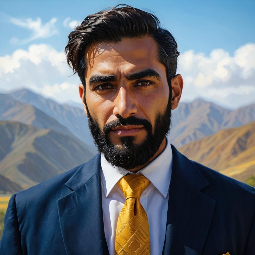 Portrait of a Handsome Man in Neo-Impressionist Style