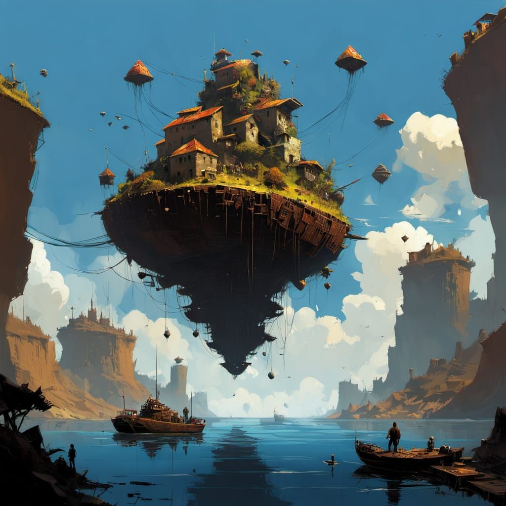 Ethereal Island Oasis in a Celestial Skyscape