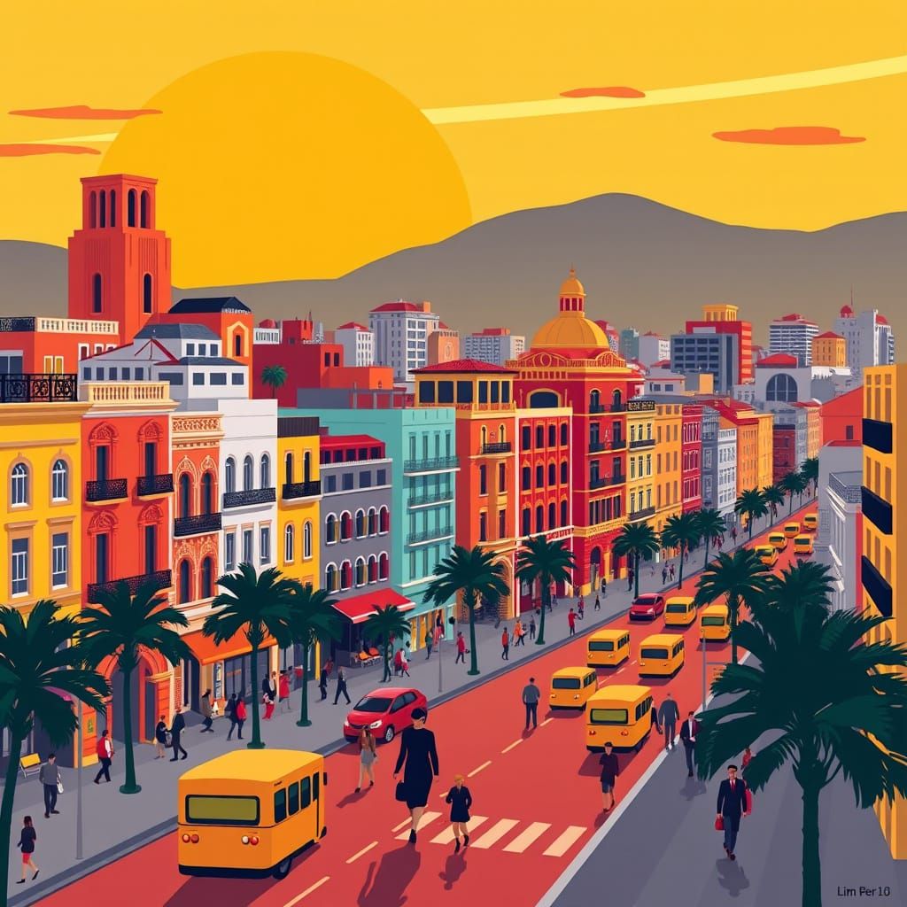 Lima, Peru: Vintage Art Deco Travel Poster