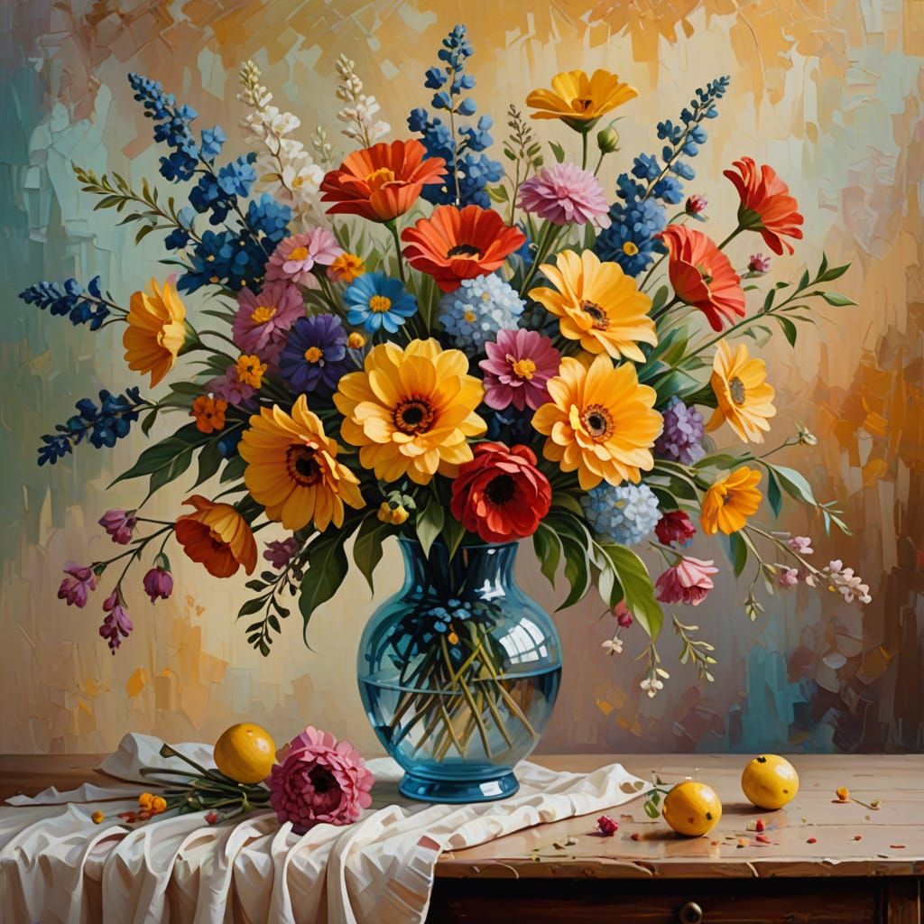 Vibrant Floral Oil Painting Masterpiece